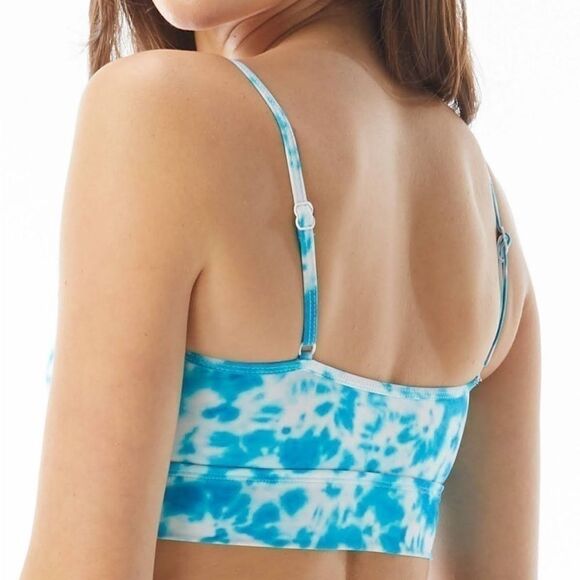 SUNDAZED Gianna Tie-Dyed Mid-Line Bikini Top, swimsuit swimwear size M New teal - Picture 3 of 9